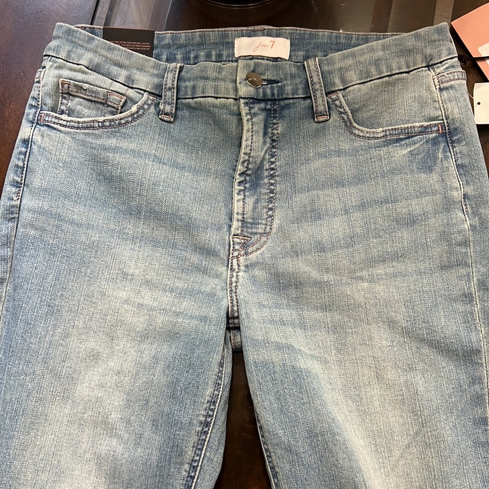 JEN7 by 7 for All Mankind Destruction Detail Roll Up Hem Slim Boyfriend Jeans - Picture 7 of 15